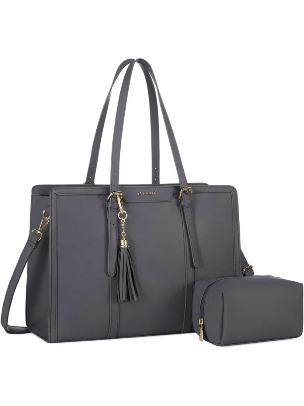 Stylish Lightweight Leather Laptop Tote Bag for Women, 15.6